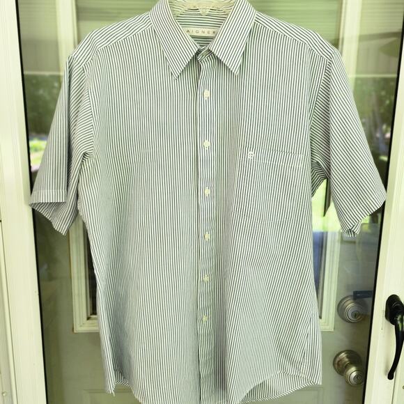 Etienne Aigner Other - Vintage Etienne Aigner Men's 16 Half Sleeve Striped Button Front Dress Shirt